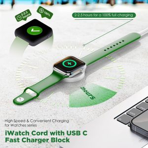 2Pack Upgraded for Apple Watch Charger Cable, 3FT USB C to Magnetic Wireless Fast i-Watch Charging Cord [Portable], Compatible with iWatch Series Ultra10/9/8/7/6/SE/SE2/5/4/3/2 – White