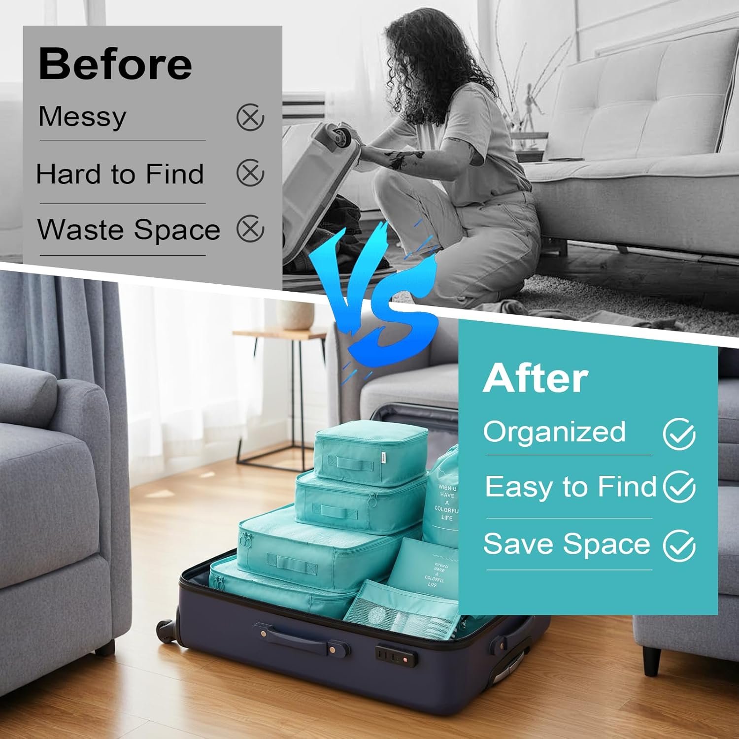 11 Set Packing Cubes for Travel,Gifts for Women Mom,Anti-Tearing Suitcase Organizer for Luggage with Shoe & Hanging Toiletry Bag, Toiletries Travel Bottles, 3 Portable Toothbrush Cases - Image 9