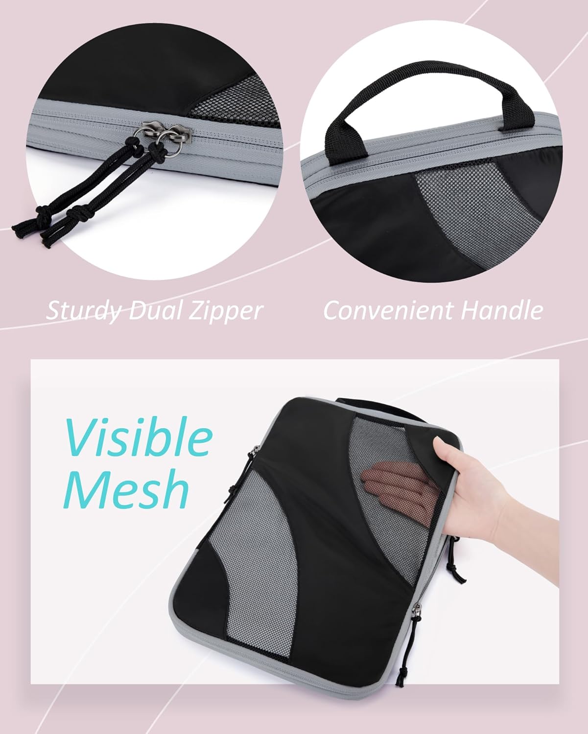 BAGSMART Compression Packing Cubes, 6 Set/4 Set/2 Set Travel Packing Cubes for Carry on Suitcases, Compression Suitcase Organizers Bag Set & Travel Cubes for Luggage, Lightweight Packing Organizers - Image 5