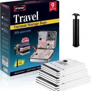 Travel Vacuum Bags for Luggage with Hand Pump,Vacuum Seal Bags for Clothing,Packing Cubes Compression,Cruise Ship and Travel Essentials(Combo 9 Pack)