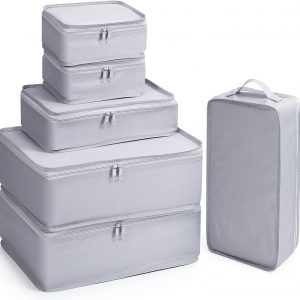 Mossio 6 Set Packing Cubes with Shoe Bag – Lightweight Travel Luggage Suitcase Organizers