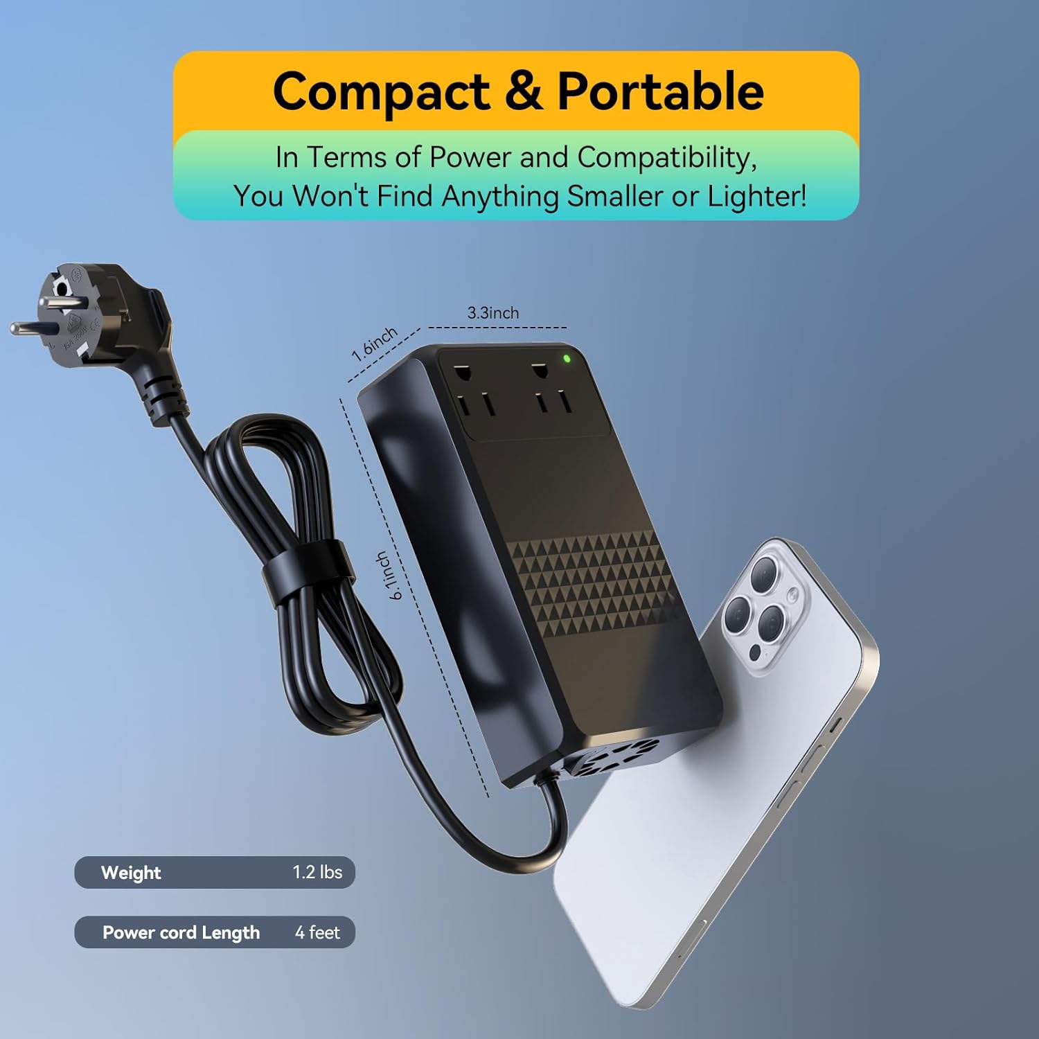 220V to 110V Voltage Converter, 600W AC Sockets Power Any American Appliances Overseas, 48W GaN USB Charger, Universal Power Plug Adapter Voltage Converter US to Europe International Travel - Image 4
