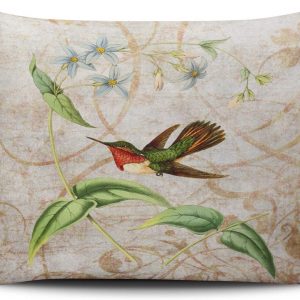 ONGING Decorative Pillowcases Green and Ivory Scintillant Hummingbird Vintage Grunge Customizable Cushion Rectangle Boudoir Size 12×16 inch Throw Pillow Case Hidden Zipper One Side Design Printed