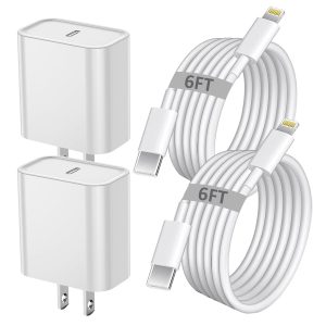 iPhone Fast Charger, iPhone Charger Fast Charging 2Pack PD 6FT Type C Quick USB C to Lightning Cable Cord Fast Charger iPhoneUSB C Wall Block Plug for iPhone14 13 12 11 Pro Max XR XS X, iPad, AirPods