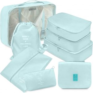 8 Set Packing Cubes, Travel Luggage Packing Organizers (BLUE)