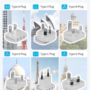 PAEWOK European Travel Plug Adapter Set, 8-in-1 Travel Adapter with 4 AC, 4 USB Ports (2 USB C), US to EU/UK Universal Adapter, International Power Adapter with Type C/G/A/I/D/M Detachable Plugs