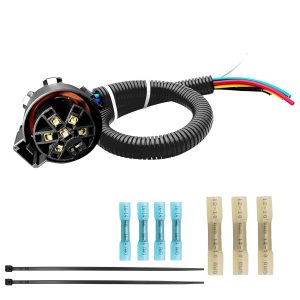 7 Pin Trailer Connector Wiring Harness,Multi Traction Function,Universal 7 Pin Trailer Plug Truck Side,Suitable for Trailer Extension Cables of Ford,General Motors,etc.14 AWG Wire (0.5m)