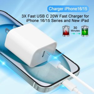 iPhone 17 16 15 Charger, USB C Charger, 4-Pack Fast Wall Charging, USB-C Chargers Block (4-Pack 6 ft Cable Included) for iPhone 17/16/15/15 Pro/15 Pro Max/iPad Pro/AirPods Samsung & More