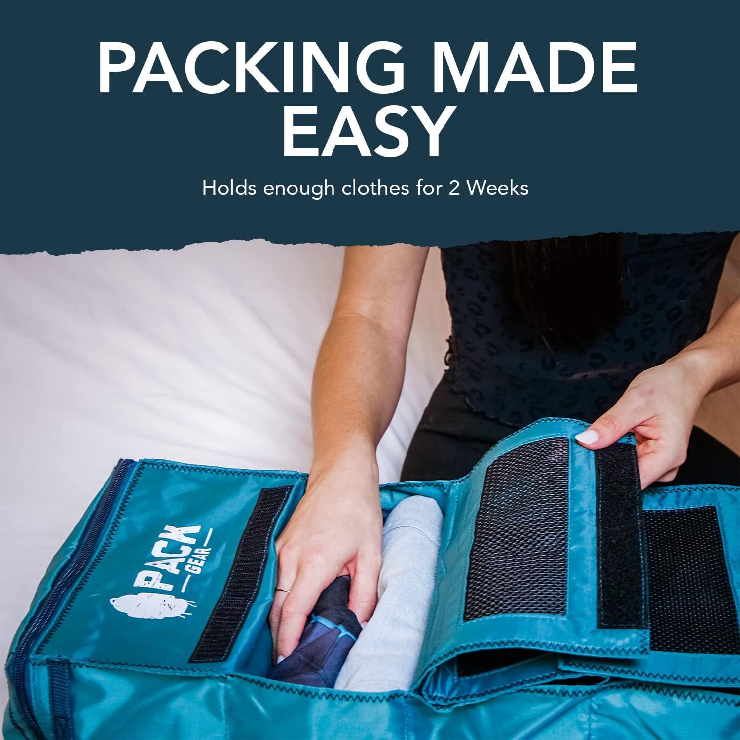 Pack Gear Hanging Luggage Organizer - Our Carry On Closet Insert Fits Any Carry-On - Our Hanging Luggage Organizer Uses Velcro to Allow Quick Access to your Clothes (Solid Black) - Image 8