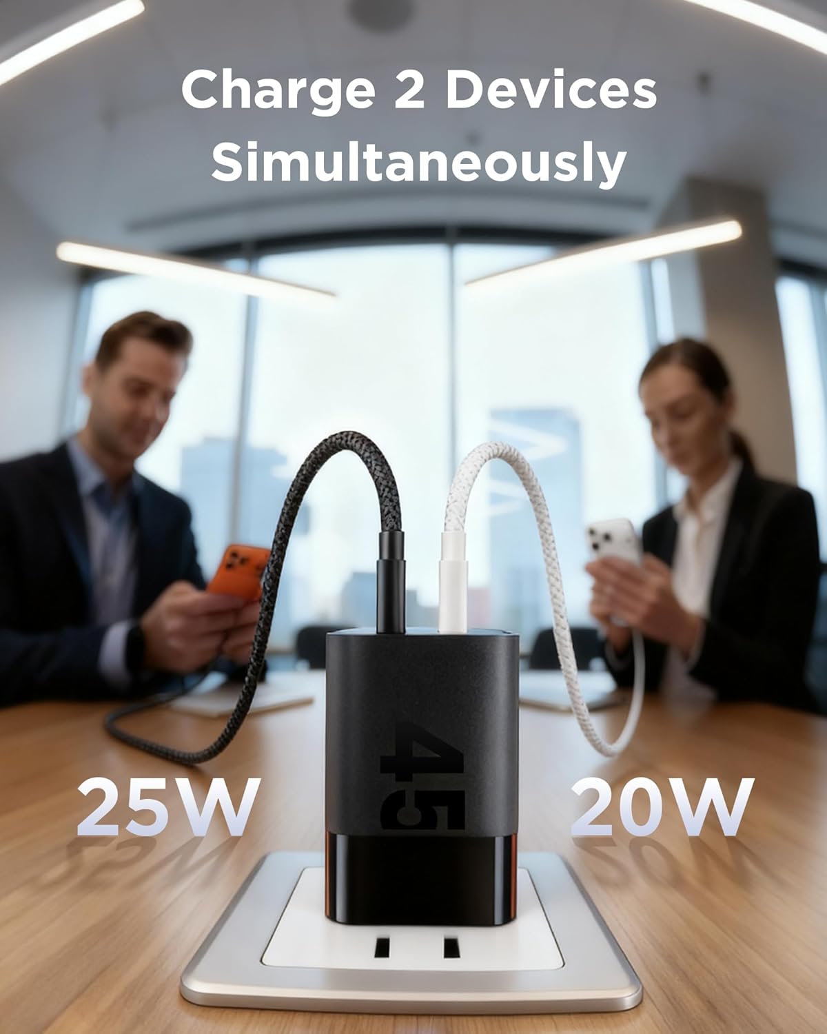 45W USB C Charger, 2 Port PPS Compact Foldable GaN Charger for iPhone 17/16, iPad, Galaxy S25 S24, Pixel 10/9, Compatible with MagSafe (Black) - Image 2