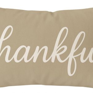 HERHOME Thankful Pillow Cover 12×20 Inch Lumbar Decorative Cushion Case Warm Taupe Neutral Rustic Fall Home Decorations for Living Room Bedroom Couch Sofa