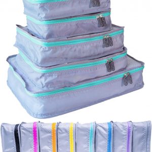 MUMI Packing Cubes – 5 Compression Packing Cubes for Travel, Luggage Organizer Bags for Suitcases, Carry-On, Duffle or Backpack – Mesh, Waterproof Bags for Clothes, Kids & Travel Accessories – Aqua