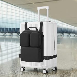 SOKOK Over Luggage Organizer Storage Bag with Multi Pockets, Slide On Luggage Harness with Adjustable Straps, 2-in-1 Travel Accessories Suitcase Vest Bag Fits Most Suitcases, Black-3