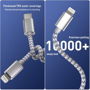 USB C to Lightning Cable 3Pack 6 FT Apple MFi Certified iPhone Fast Charger Type c to Lightning Cable Nylon Braided iPhone Cord for iPhone 13 12 11 Pro Max Xr Xs 8 7 6 Plus and More