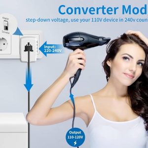Adaptador de viaje internacional convertidor de voltaje escalones hacia abajo 220V a 110V para teléfonos celulares, portátiles y rizadores, Estados Unidos a Reino Unido, Europa, Australia y más de 200