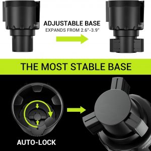 Car Cup Holder Tray -Expander- 3 in 1 Detachable Food Table Tray with Solid Base – Road Trip Essentials Accessories Gadgets – Fits Yeti, Hydro Flask 32/40 oz