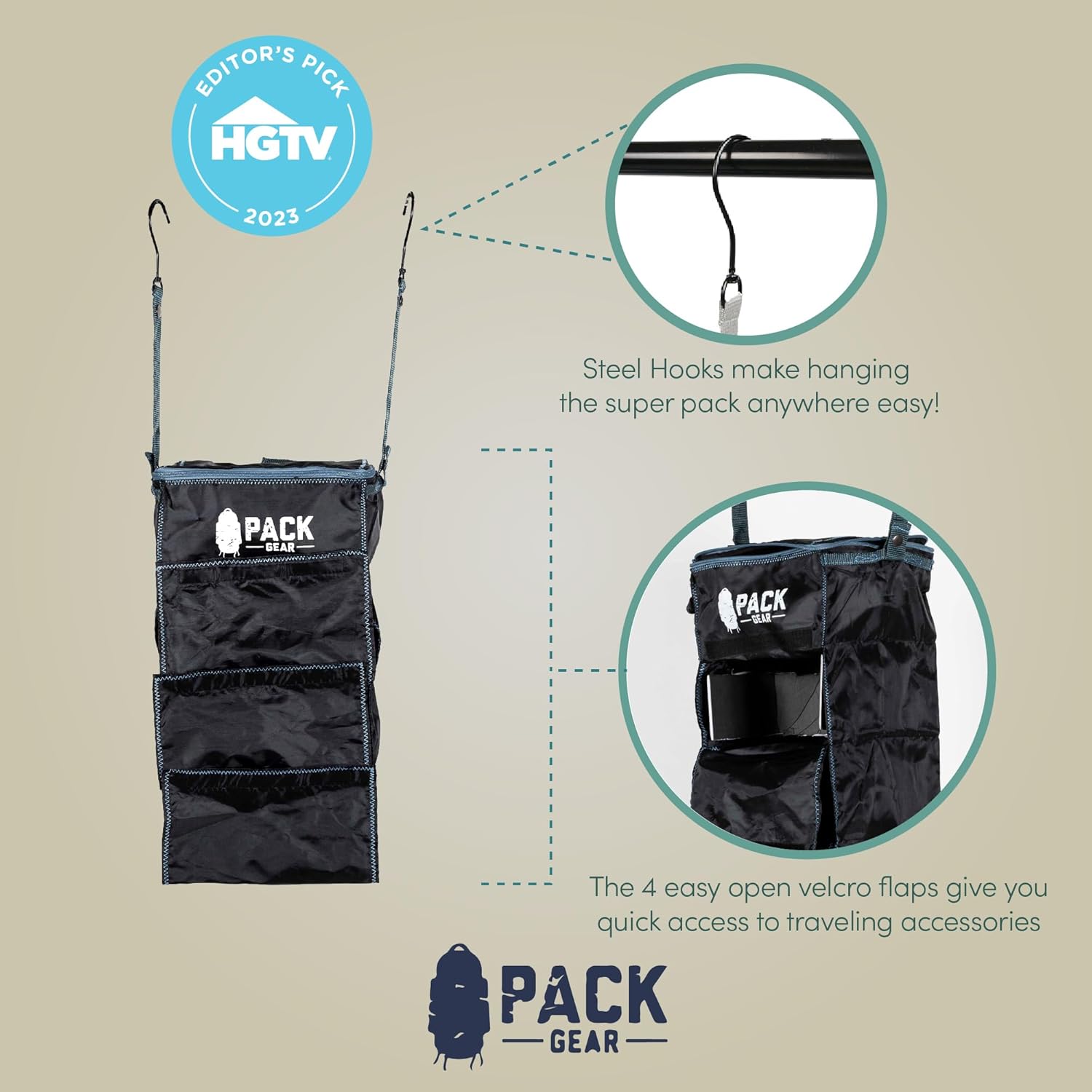 Pack Gear Hanging Luggage Organizer - Our Carry On Closet Insert Fits Any Carry-On - Our Hanging Luggage Organizer Uses Velcro to Allow Quick Access to your Clothes (Solid Black) - Image 7