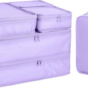 Packing cubes for Travel Luggage Organizer Bags 6 Set Packing Cubes for Suitcases Travel Essentials for Carry on Mesh Suitcase Organizer with Shoe Bag (purple)