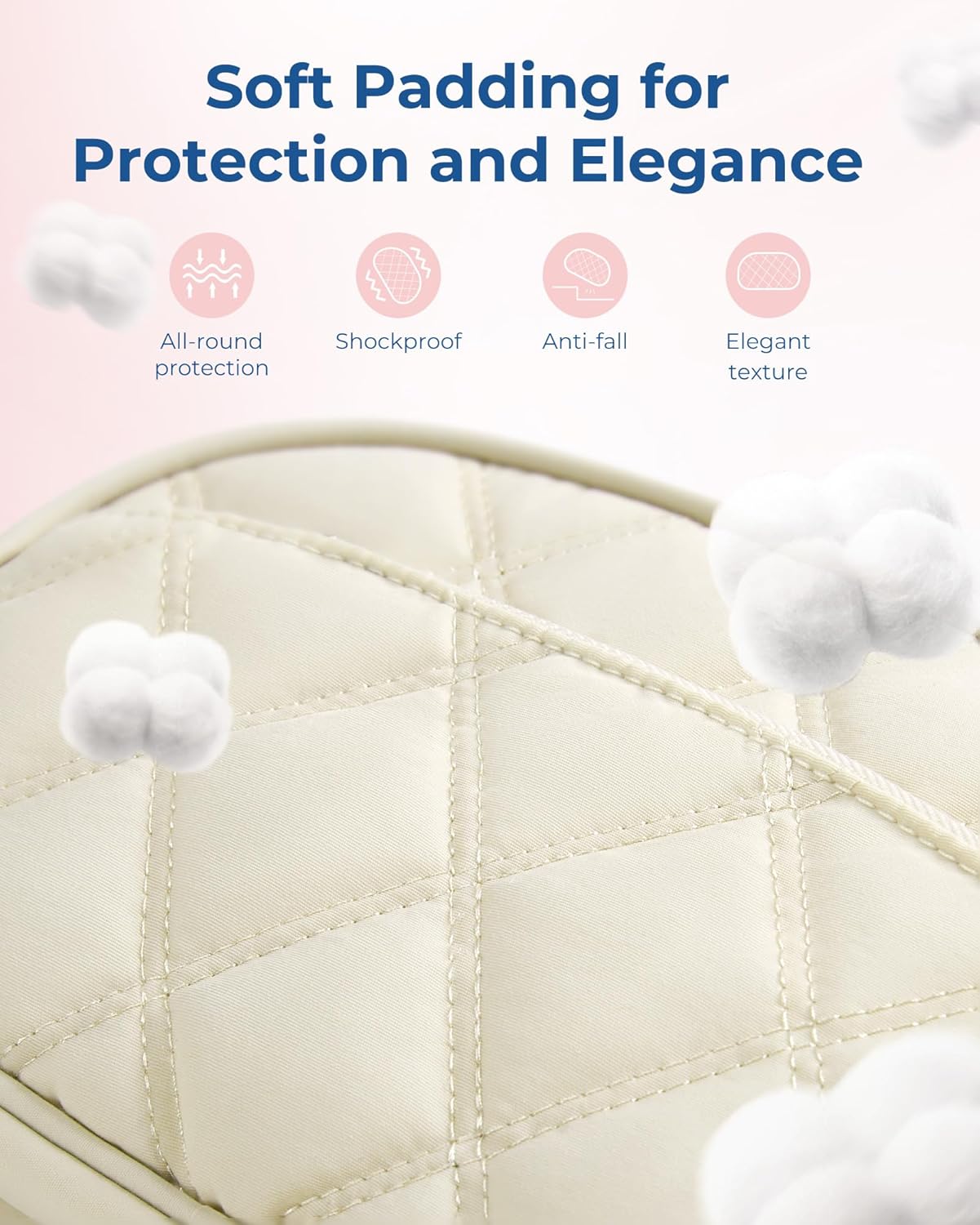 BAGSMART Cord Organizer Travel Cable Bag, Compact Tech Electronic Organizer Travel Case, Essentials for Charger, Cable, Phone, Flash drive - Beige - Image 6