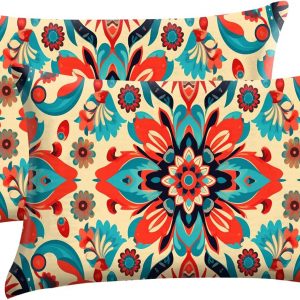 GABraden Microfiber Pillow Cases 2PCS,Floral Print Pattern Pillow Cover Set with Hidden Zipper,Lightweight and Breathable,Standard Size 20″X 26″ Pillow case (08-Bohemian Flower)