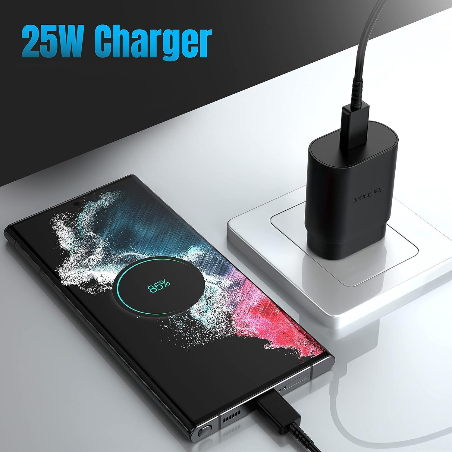 Type-c Charger Fast Charging Block,25W Power Adapter with 4FT Cable, Ultra Fast Charging for Samsung Galaxy S24 S23 S22 S21 Ultra/S20 Ultra/Note 20 Ultra and Other Devices - Image 3