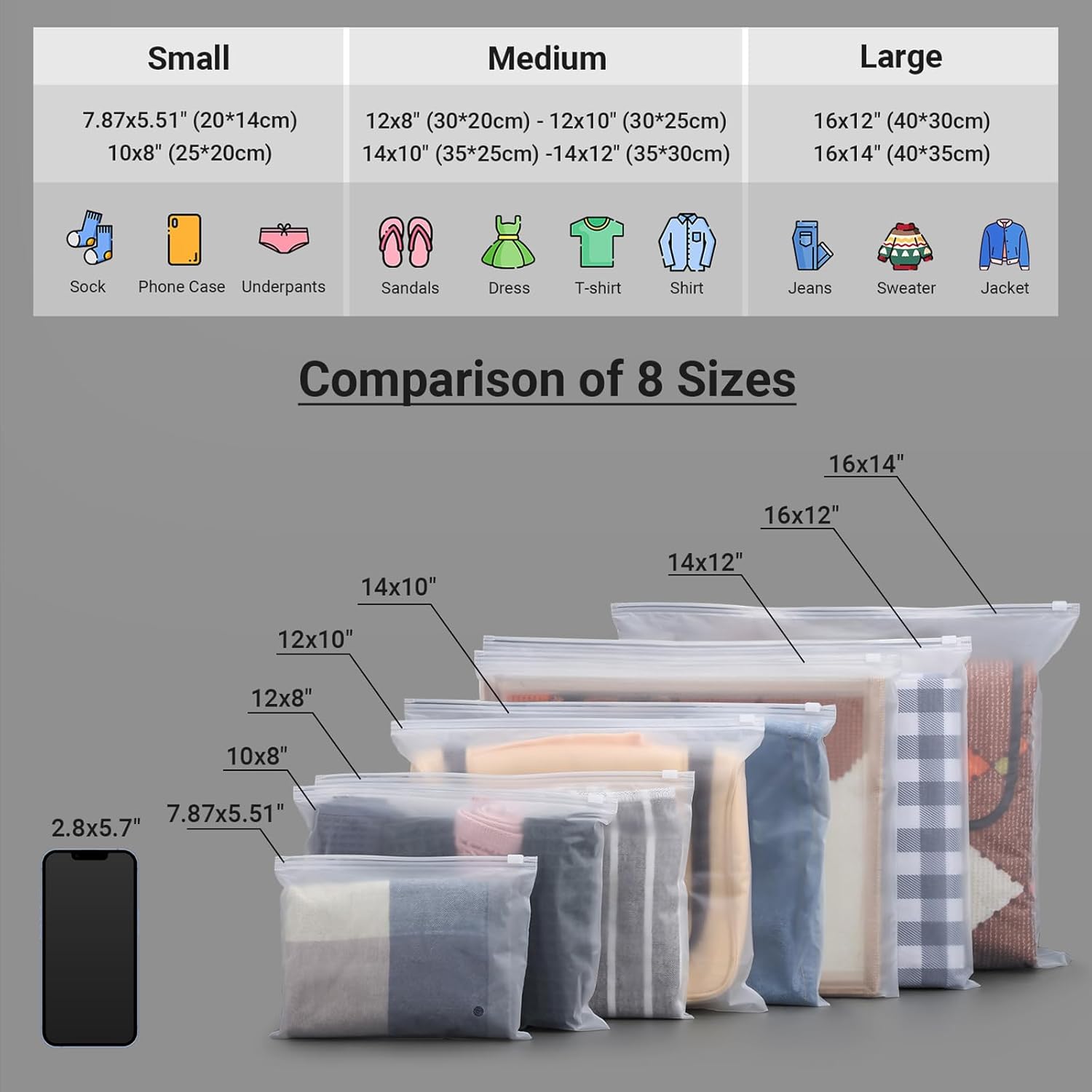 Svaldo Clothes Packaging Bags for Shipping, 50Pcs 12x10 inch Frosted Zipper Plastic Bags for Clothing, Thick Plastic Apparel Storage Bag for Packaging T-Shirt, Pants, Document, 3 Mil with Vent Holes - Image 4