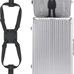 Travelkin Luggage Straps for Suitcases, Luggage Bungee Straps for Attaching Bags, Travel Essentials for Suitcases Add a Bag (Black)