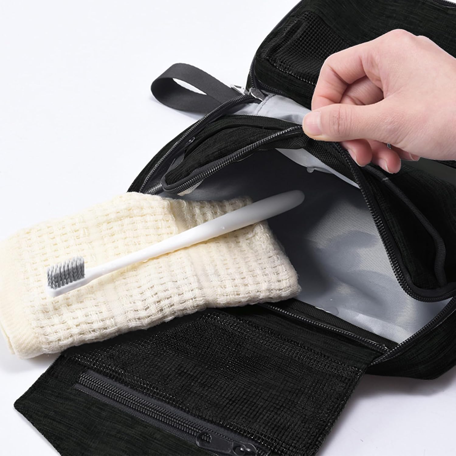 Travel toilet bag is used to store toiletries, with a large capacity storage hanging toilet bag (Black) - Image 5