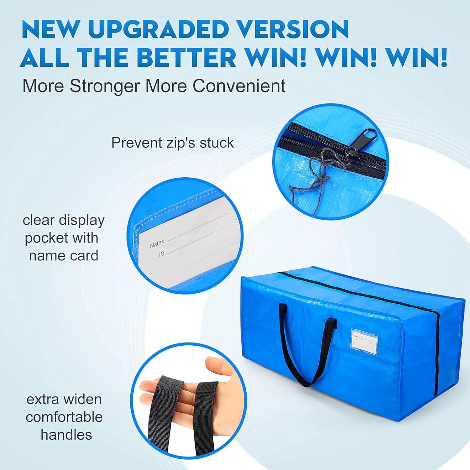 Moving Bags Heavy Duty,Extra Large Moving Bags for Travel/College Packing/Storage/Organization/Seasonal Clothes & Bedding Storage,Moving Supplies Bins,Compatible with Ikea Frakta Cart (Blue,9 Pack) - Image 4