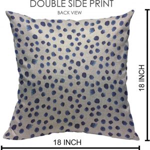 VERSUSWOLF Throw Pillow Covers Navy Paint Hand Drawn Blue Watercolor Polka Dot Watercolour Cotton Linen Decorative Square Pillowcases Cushion Cover 18 X 18 Inch