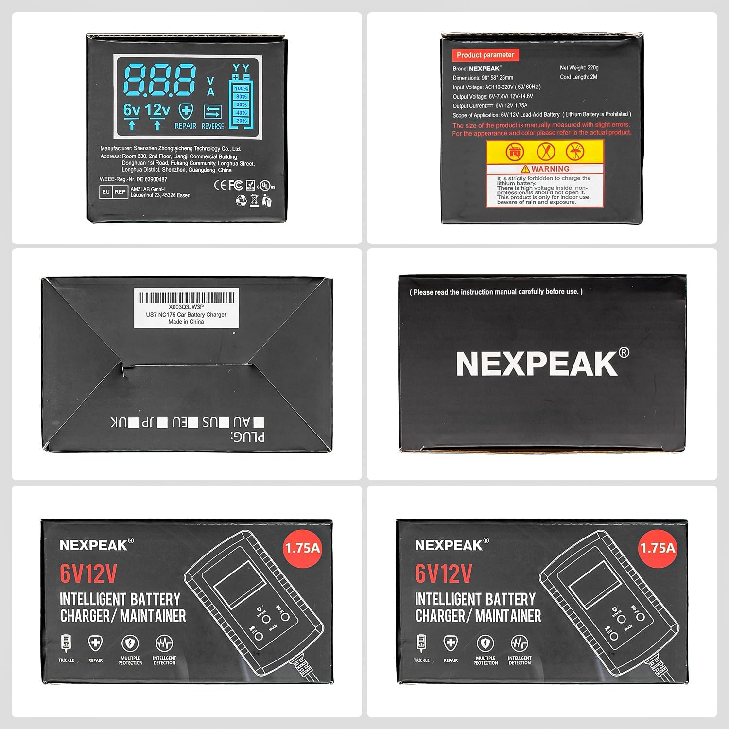 1.75-Amp Car Battery Charger, 6V and 12V Smart Fully Automatic Battery Charger Maintainer, Trickle Charger, Battery Desulfator for Car, Lawn Mower, Motorcycle, Boat, Marine Lead Acid Batteries - Image 8