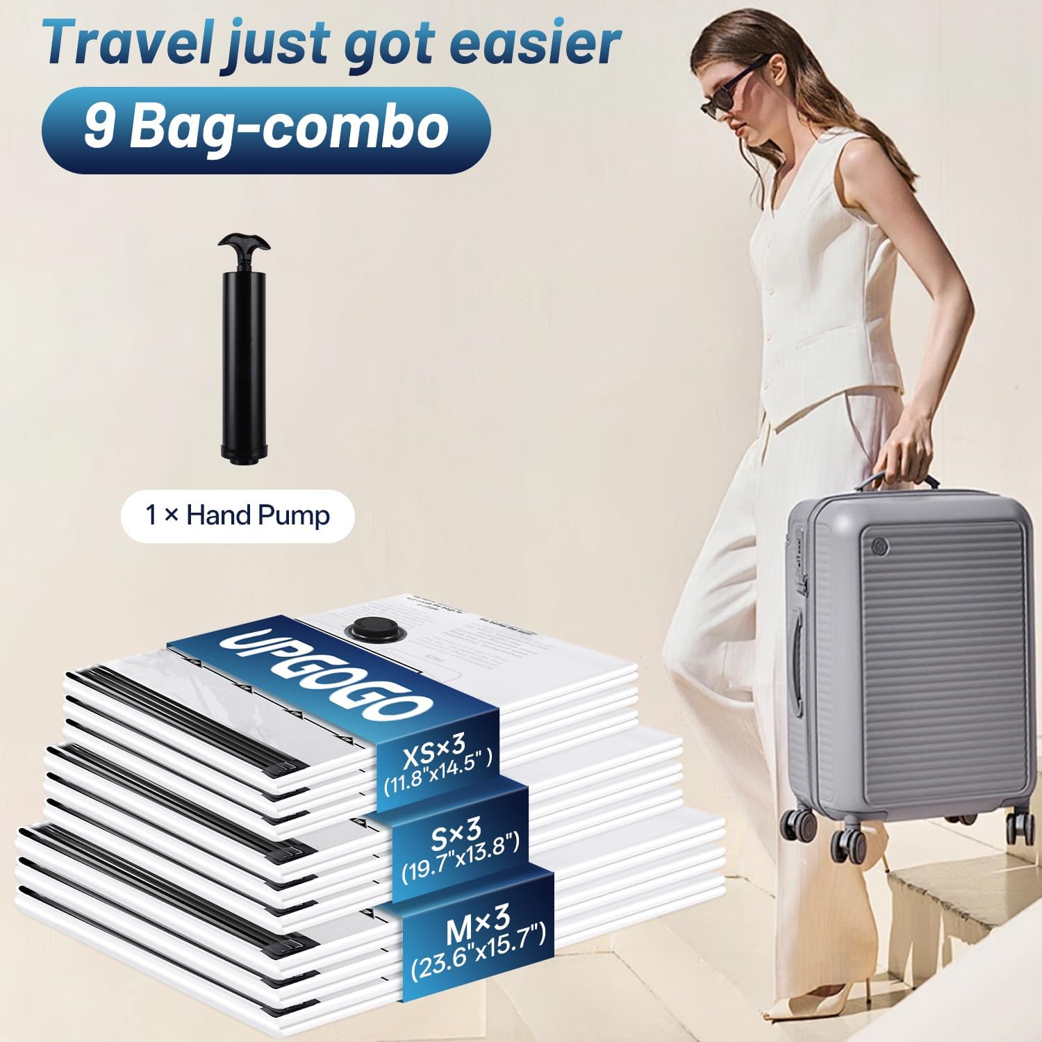 Travel Vacuum Bags for Luggage with Hand Pump,Vacuum Seal Bags for Clothing,Packing Cubes Compression,Cruise Ship and Travel Essentials(Combo 9 Pack) - Image 2