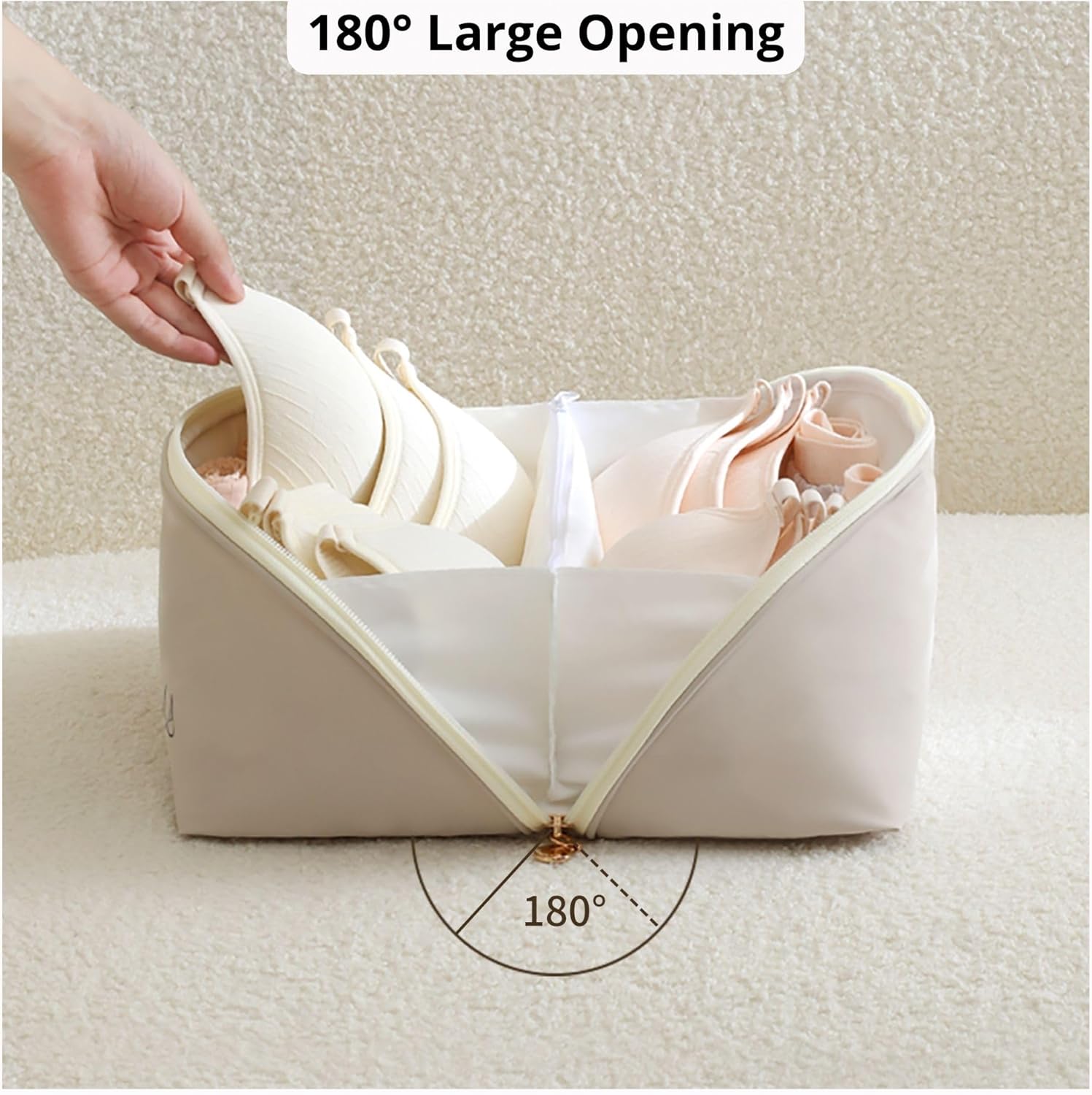 tianzong Travel Underwear Packing Cube for Women, Portable Luggage Organizer Bag, Multi-compartment Versatile Storage Bag for Suitcase (1 Pack, XL Beige) - Image 3
