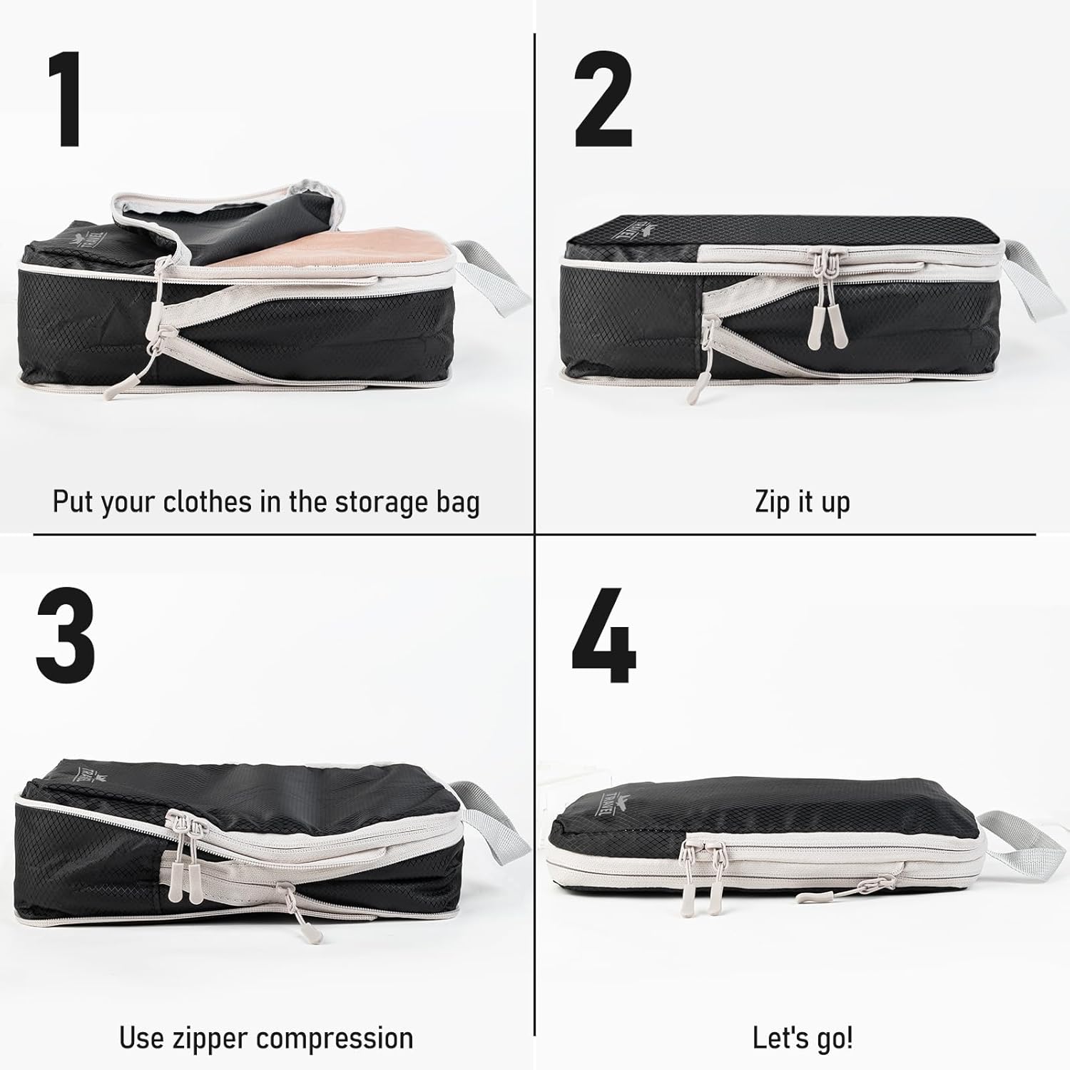 4-Piece Packing Cube Set - Lightweight Luggage Organizers for Travel, Vacation and Suitcases - Durable Accessories with Compression - Image 2