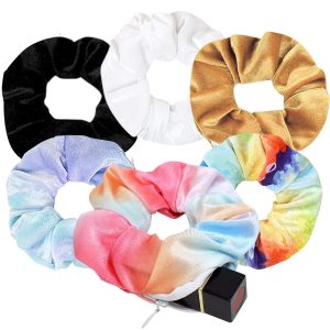 Velvet Pocket Scrunchie with Hidden Zipper – 6Pack Stash Scrunchy Hair Ties for Vsco Girls Women Hair Accessories (6PACK-B)