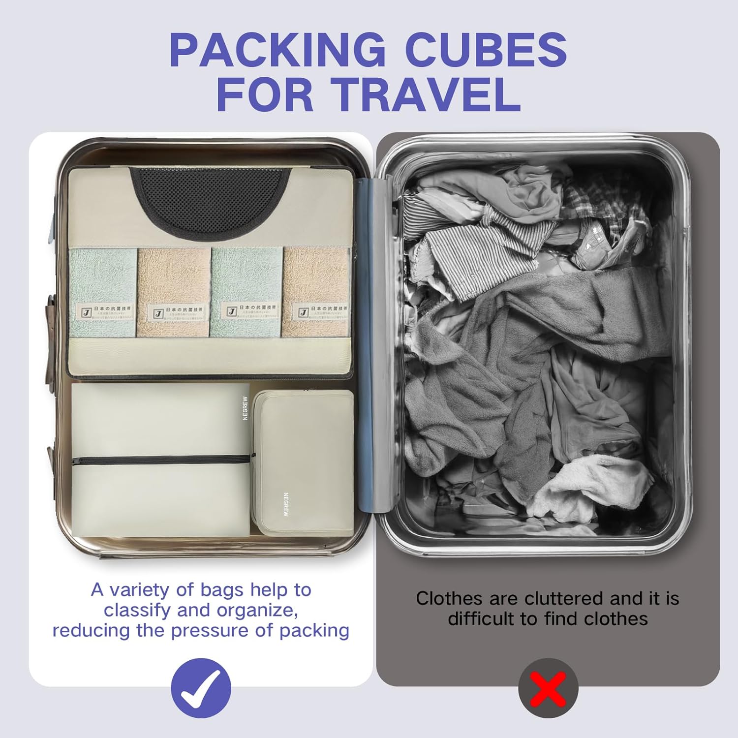 Packing Cubes 8 Set Suitcase Packing Cubes Breathable Mesh Travel Cubes Organizer for Packing Lightweight Vacation Travel Essentials Accessories (Beige) - Image 5