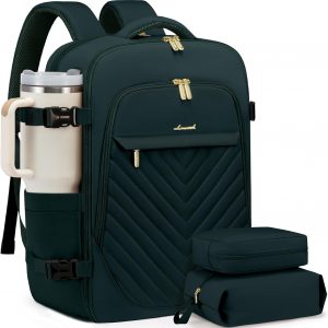 LOVEVOOK Travel Backpack for Women, TSA Personal Item Travel Bag fits 17.3″ Laptop, Carry On Backpack for Weekender Business Hiking, Dark Green