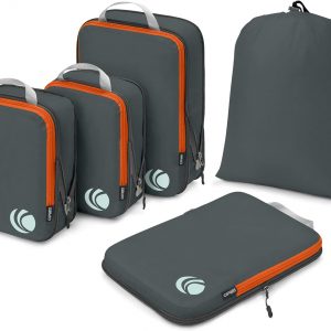 Cipway – 5 Set Compression Packing Cubes for Travel, Ultralight Packing Organizers for Luggage Suitcase & Backpack (Grey), L