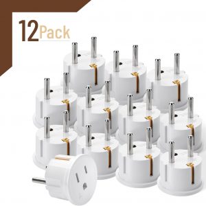 Bates- European Travel Plug Adapter, 12 Pack, European Plug Adapter, US to Europe Plug Adapter, Adapter for Europe Plug, US to EU Plug Adapter, Travel Adapter Europe, Plug Adapter Europe