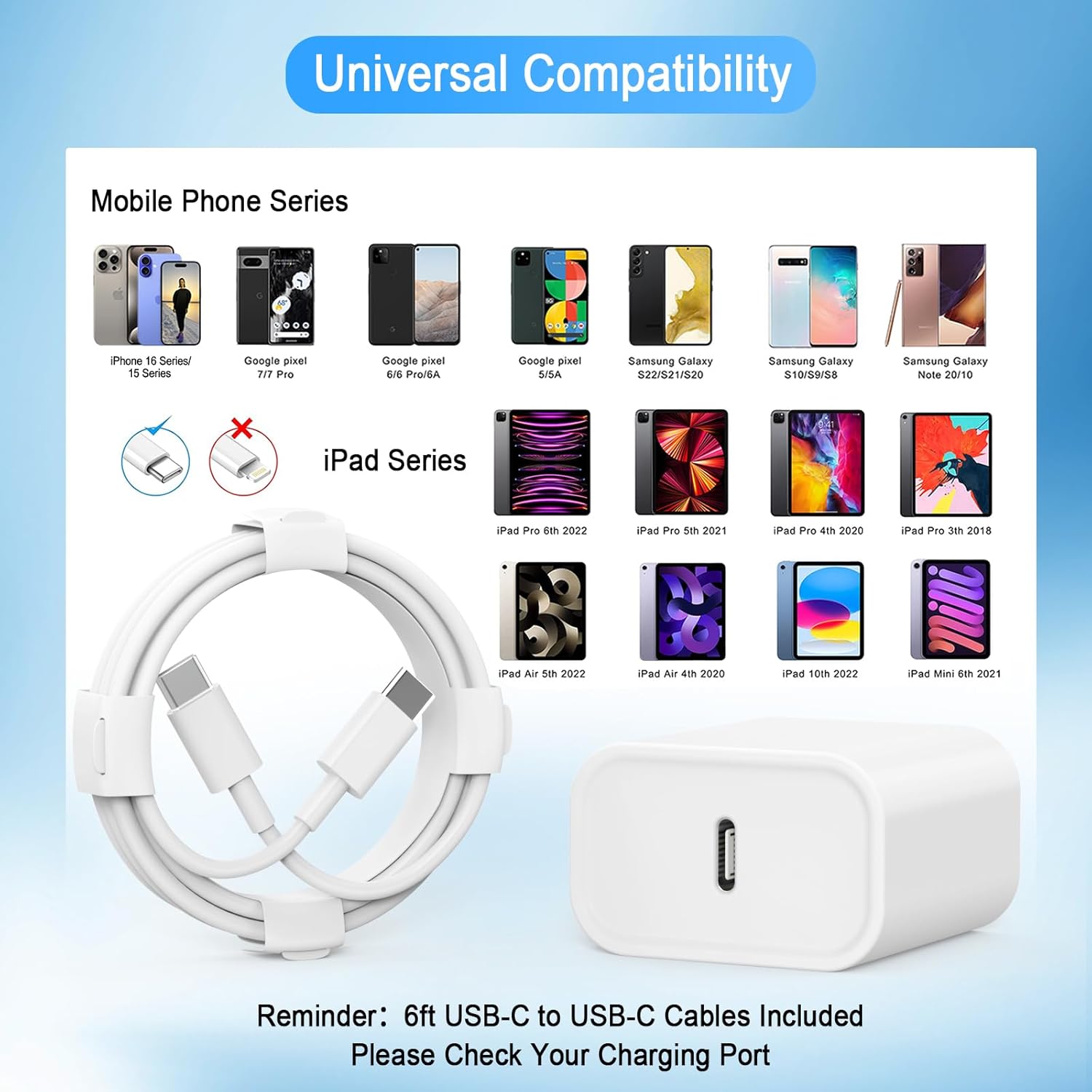 iPhone 17 16 15 Charger, USB C Charger, 4-Pack Fast Wall Charging, USB-C Chargers Block (4-Pack 6 ft Cable Included) for iPhone 17/16/15/15 Pro/15 Pro Max/iPad Pro/AirPods Samsung & More - Image 6