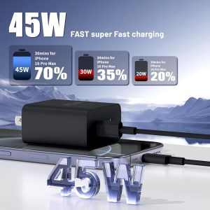 QZIIW Super Fast Samsung Charger Type C,45W Dual Port USB C Fast Charger Block [2-Pack] & Extra Long 60W 3/6/10/10FT USB C Cable – PD Quick Charging 3.0 For Samsung Galaxy S25 Ultra/S24+/S23 iPhone 16