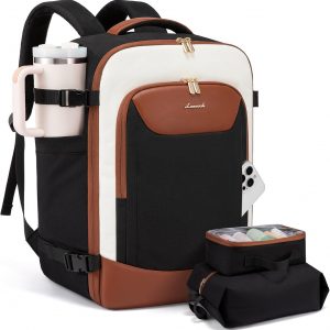 LOVEVOOK 40L Travel Backpack for Women Men, Large Carry on Backpack for Airplanes TSA Personal Item Travel Bag fits 15.6″ Laptop, Waterproof Weekender Essentials Airline Approved with 2 Packing Cubes