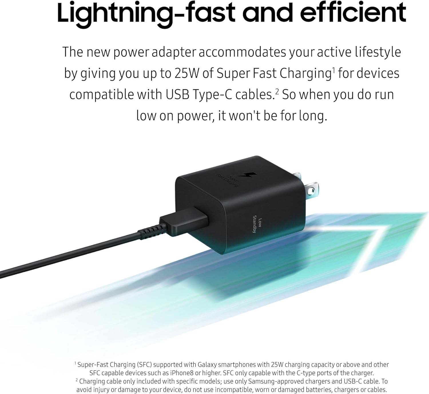 Samsung 25W Wall Charger Power Adapter with Cable, Super Fast Charging, Compact Design, Energy Efficient, Compatible with Galaxy and USB Type C Devices, Black - Image 5