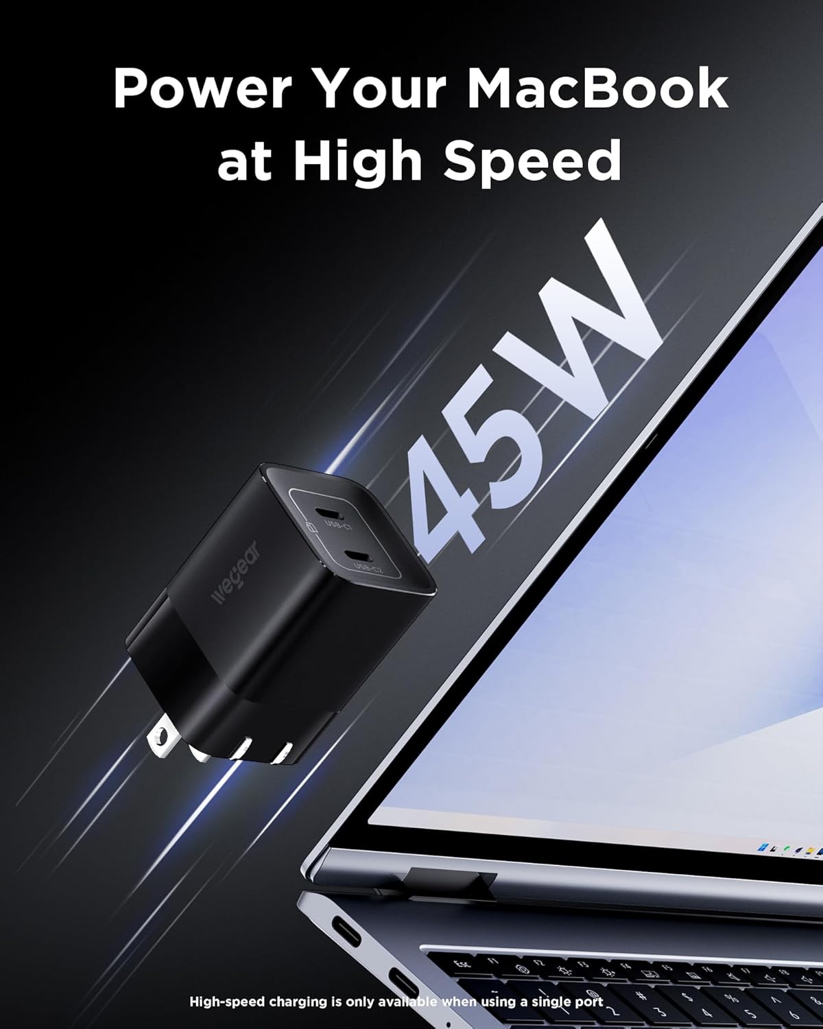 45W USB C Charger, 2 Port PPS Compact Foldable GaN Charger for iPhone 17/16, iPad, Galaxy S25 S24, Pixel 10/9, Compatible with MagSafe (Black) - Image 3