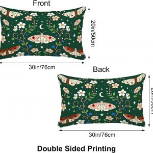 Siwehtu Cushion Covers Pillowcase Floral Moon Moth, Decor Throw Pillow Covers for Living Room Folksy Butterfly Daisy Wreath Moon Phases Pillow Cases for Couch Sofa Bed Office 20×30 Inches