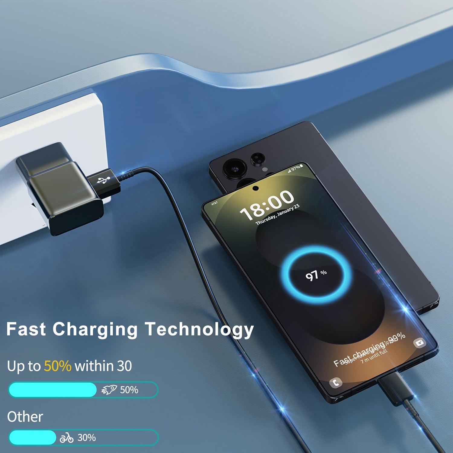 Android Type C Phone Charger with 10 FT C Charger Cable Fast Charging for Samsung Galaxy S10/S10e/S10+/S9/S9+/S8/S8+/S23/S22/S21 Ultra/S20/Note 20/Note 10/Note 9/S25/s25+/S24/S24+/S24 Ultra - Image 2