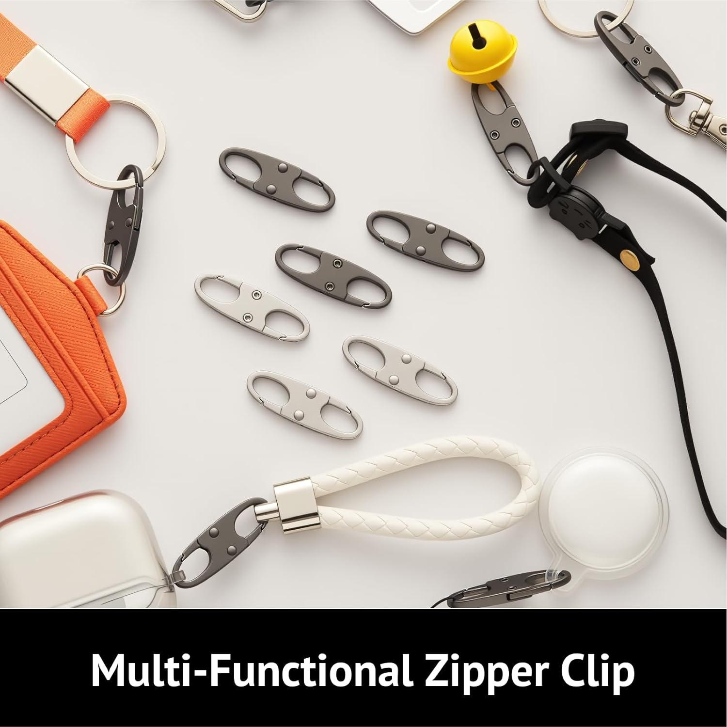 zelin Zipper Locks Anti Theft, Double Opening Zipper Pull Replacement, 4PCS Premium zinc Alloy Small Carabiner Clip, Used for Travel Anti-Theft (2Grey and 2Silver) - Image 6