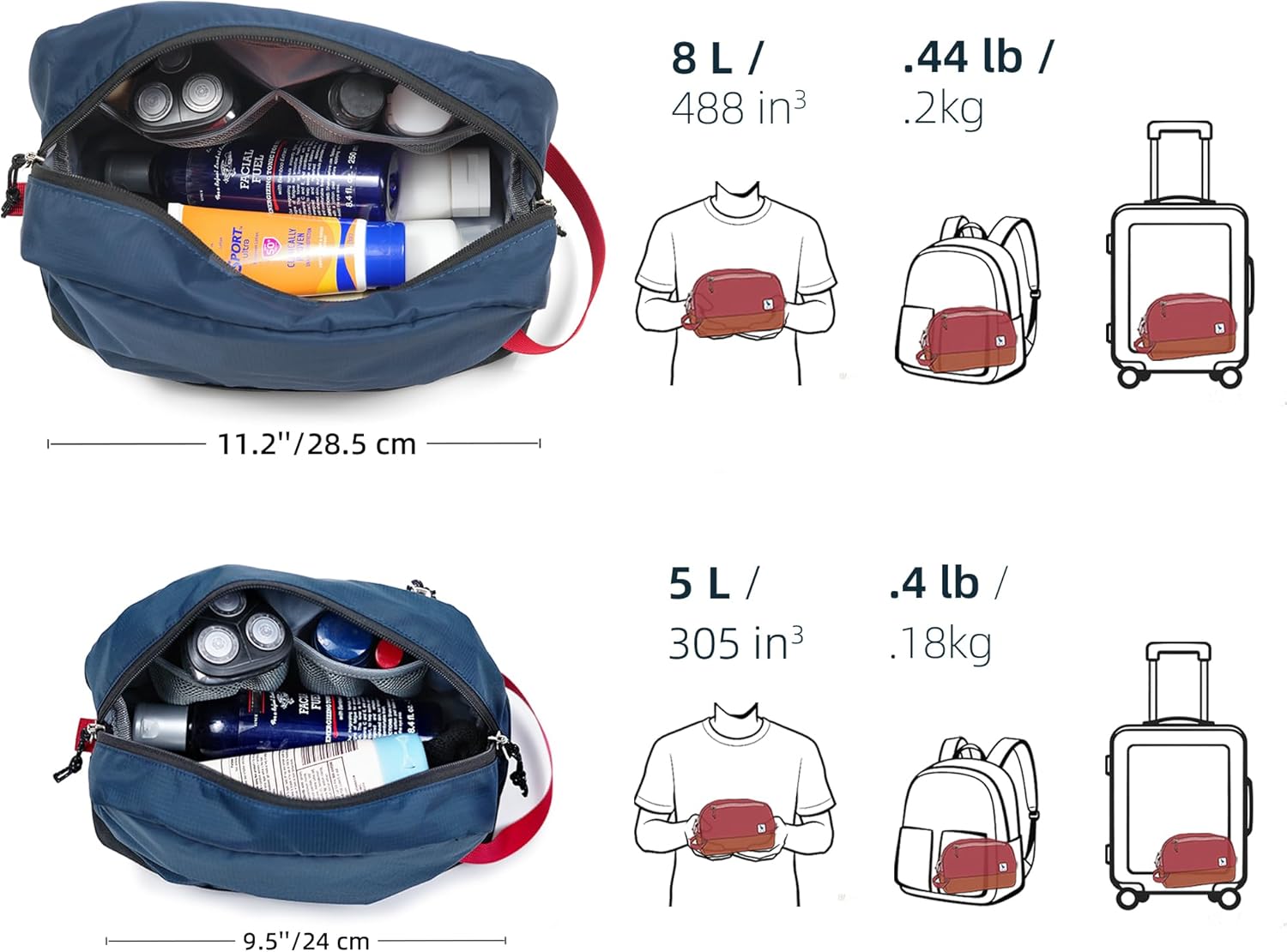 Travel Toiletry Bag 5L, Compact Travel Organizer with Waterproof TPU Wet/Dry Compartment - Image 4