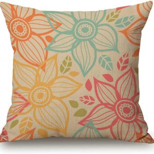 Solekla Floral Throw Pillow Cover Vintage Green Flower Farmhouse Cushion Case for Sofa Couch 18×18 Inches Cotton Linen