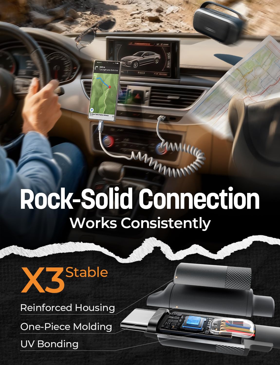 LISEN Coiled USB C Cable, 2 Pack for Android Auto & CarPlay Cable, Short USB A to USB C Cable Compatible with iPhone 17/16/15, Samsung Galaxy S25/S24/S23 A15/A14, Google Pixel 9/8, Space Gray 4FT - Image 5